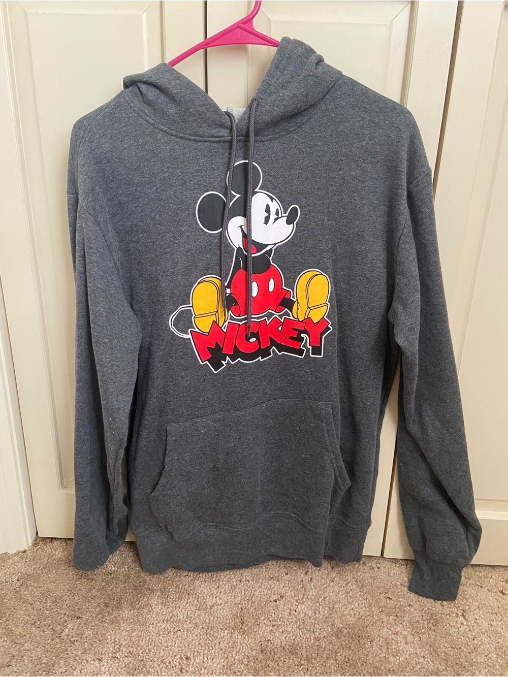 Disney Charcoal Gray Crewneck Sweatshirt with Mickey Graphic